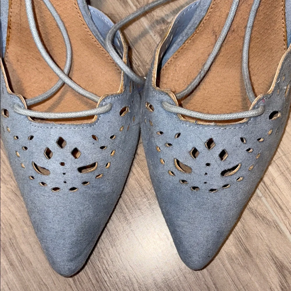 Christian Siriano Light Blue Lace-Up Heels - Picture 4 of 8